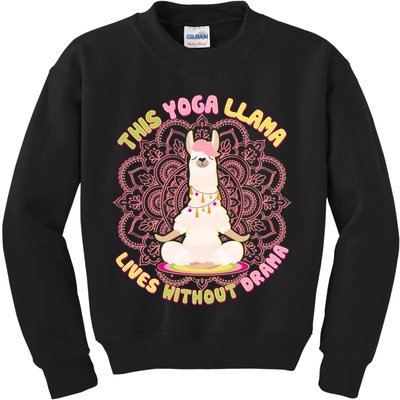 This Yoga Llama Lives Without Drama Kids Sweatshirt