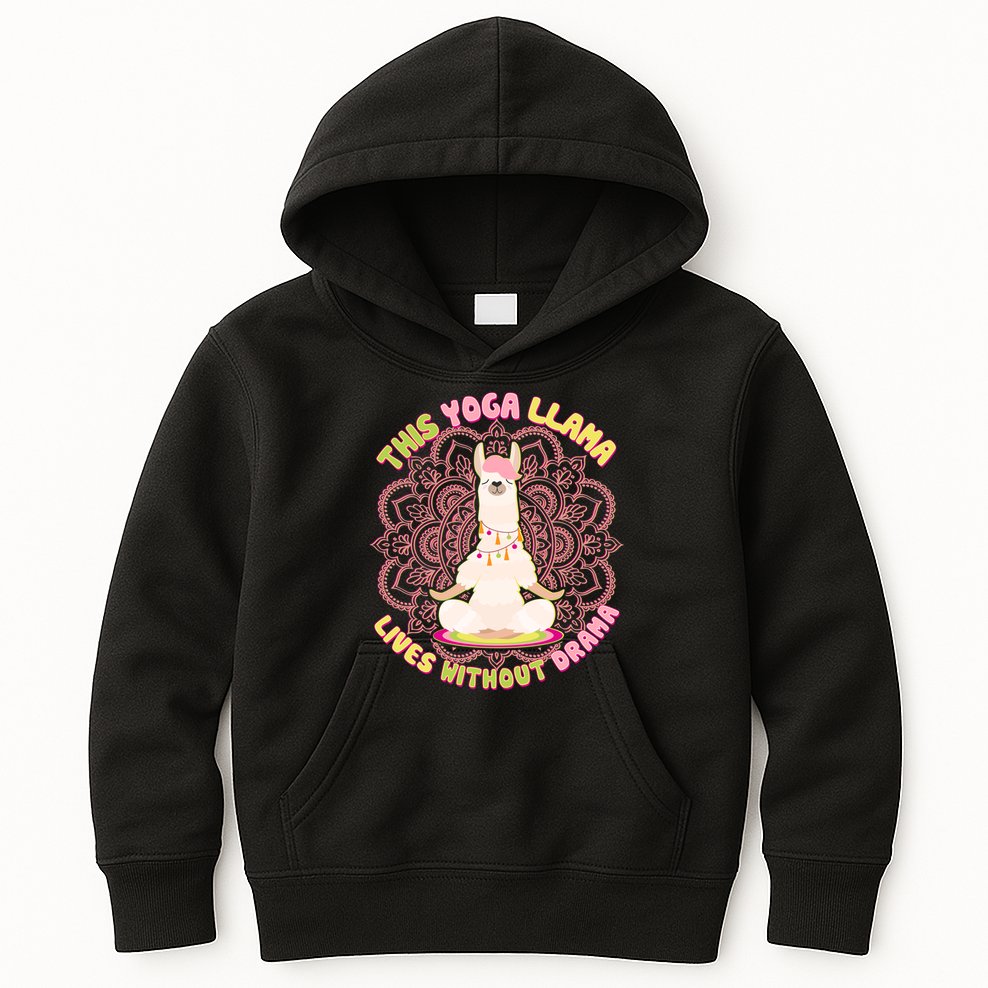 This Yoga Llama Lives Without Drama Kids Hoodie