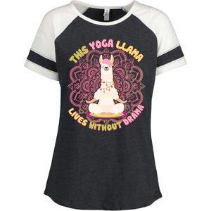 This Yoga Llama Lives Without Drama Enza Ladies Jersey Colorblock Tee