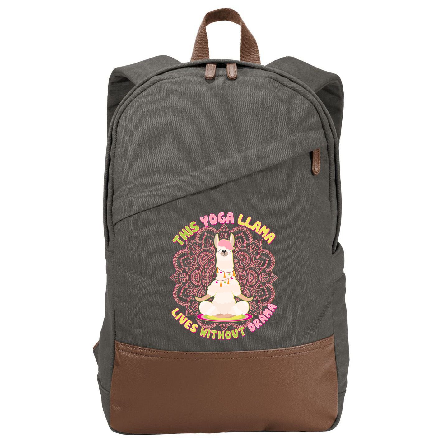 This Yoga Llama Lives Without Drama Cotton Canvas Backpack