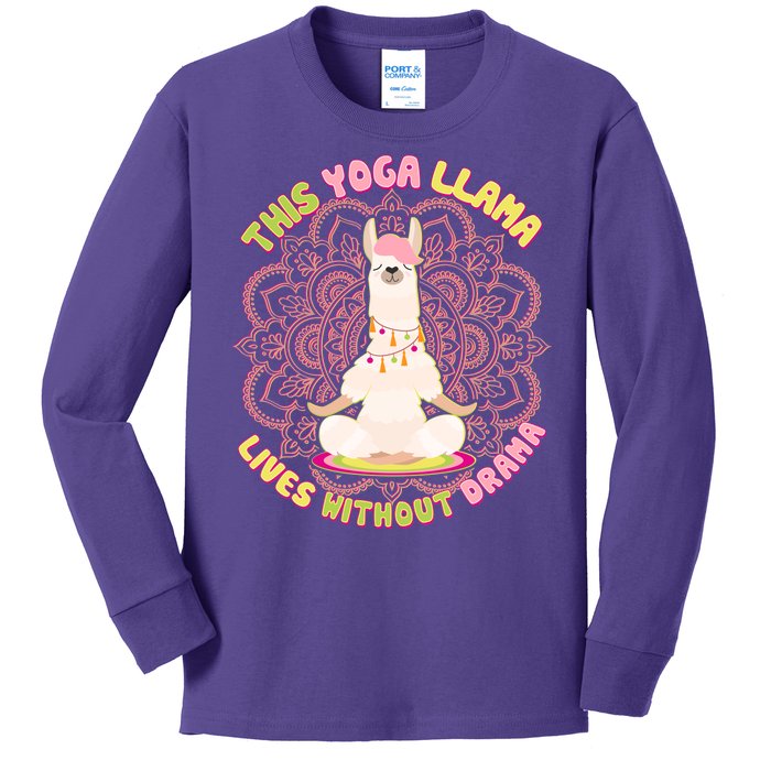 This Yoga Llama Lives Without Drama Kids Long Sleeve Shirt