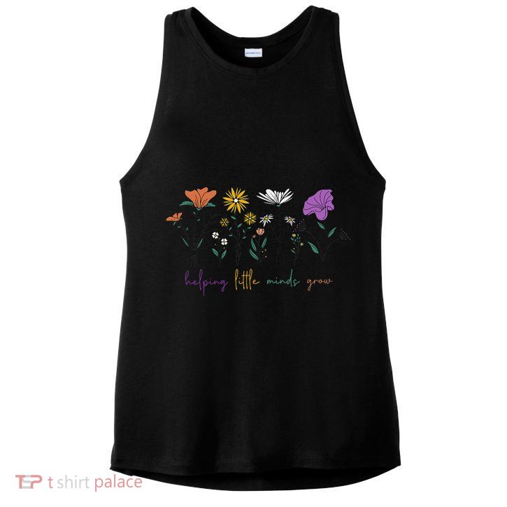 Teacher Helping Little Minds Grow Back To School Wildflower Ladies PosiCharge Tri-Blend Wicking Tank