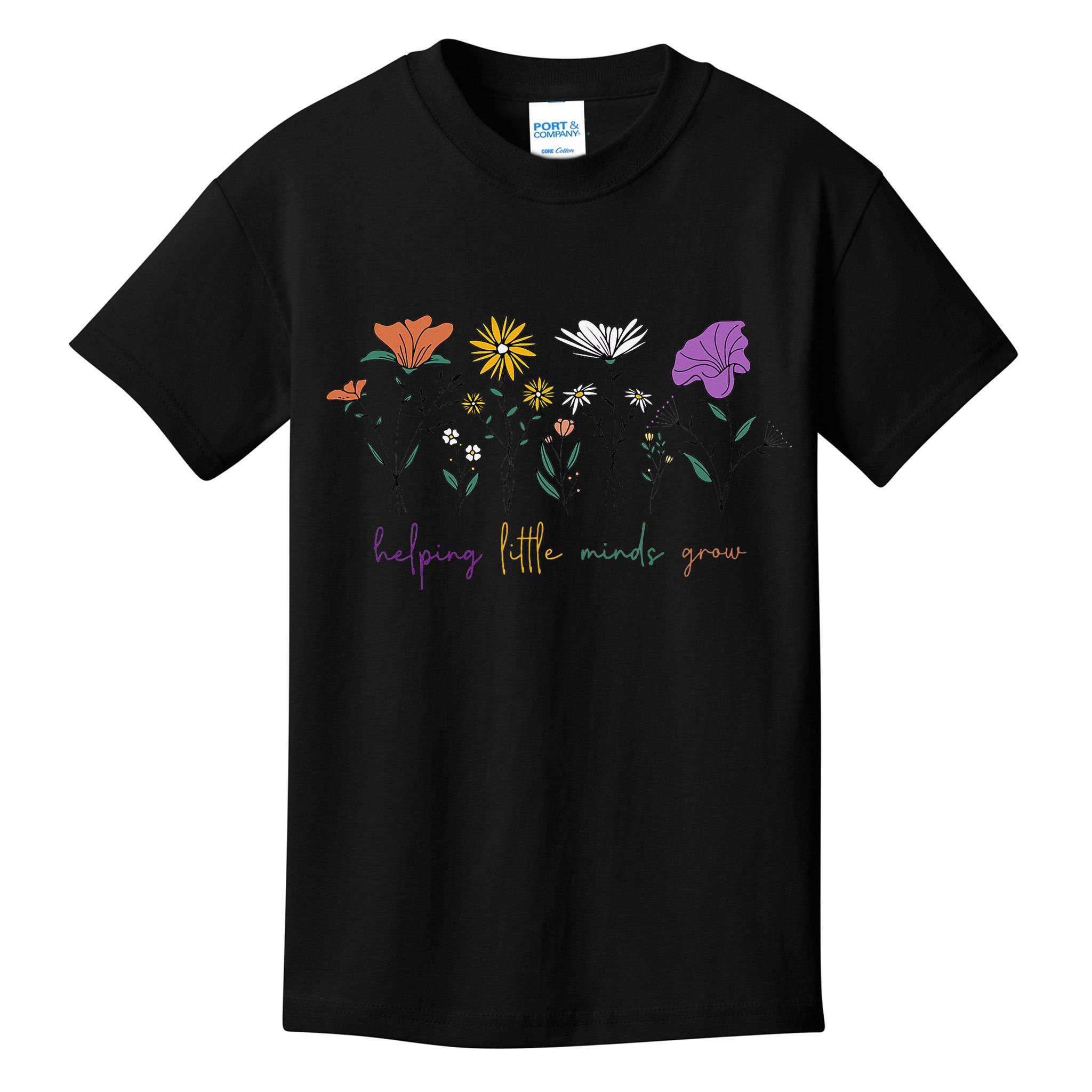 Teacher Helping Little Minds Grow Back To School Wildflower Kids T-Shirt