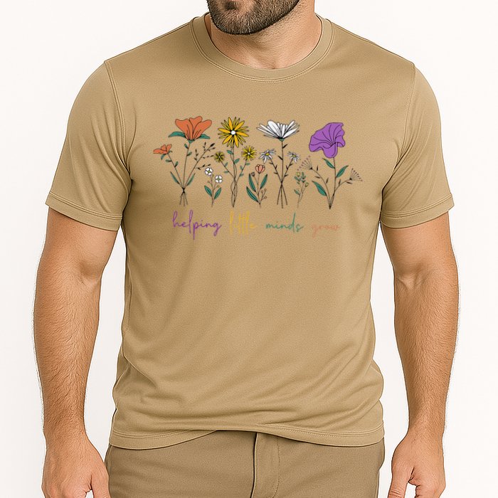 Teacher Helping Little Minds Grow Back To School Wildflower Cooling Performance Crew T-Shirt