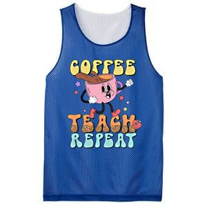 Teachers Happy Last Day Of School Coffee Teach Repeat Gift Mesh Reversible Basketball Jersey Tank