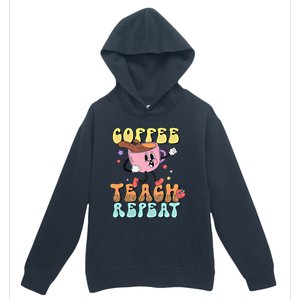 Teachers Happy Last Day Of School Coffee Teach Repeat Gift Urban Pullover Hoodie