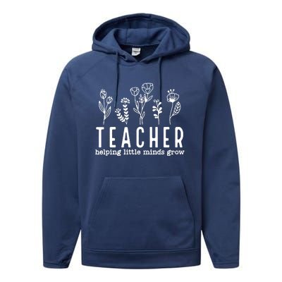 Teacher Helping Little Minds Grow Performance Fleece Hoodie