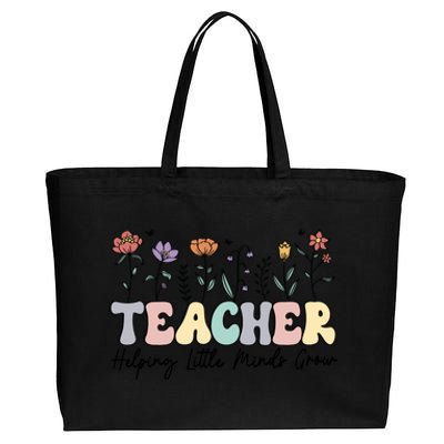 Teacher , Helping Little Minds Grow Cotton Canvas Jumbo Tote