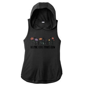 Teacher Helping Little Minds Grow Ladies PosiCharge Tri-Blend Wicking Draft Hoodie Tank