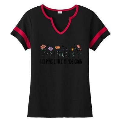 Teacher Helping Little Minds Grow Ladies Halftime Notch Neck Tee