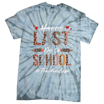 Teacher Happy Last Day Of School Summer Funny Leopard Tie-Dye T-Shirt