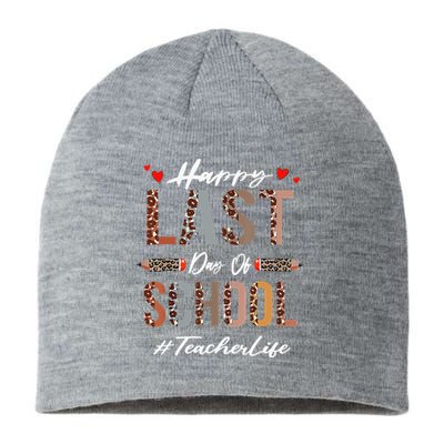 Teacher Happy Last Day Of School Summer Funny Leopard Sustainable Beanie