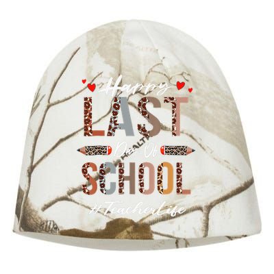 Teacher Happy Last Day Of School Summer Funny Leopard Kati - Camo Knit Beanie