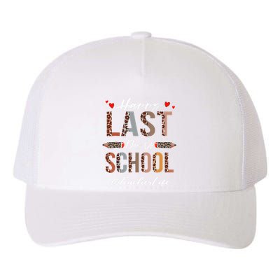 Teacher Happy Last Day Of School Summer Funny Leopard Yupoong Adult 5-Panel Trucker Hat