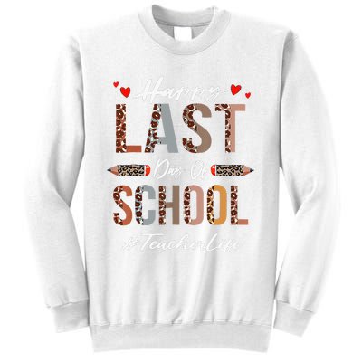 Teacher Happy Last Day Of School Summer Funny Leopard Sweatshirt