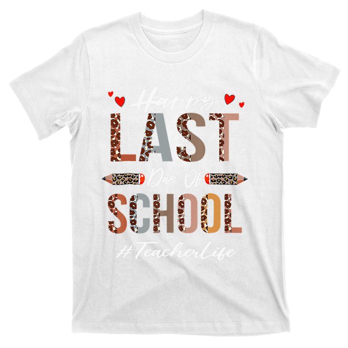 Teacher Happy Last Day Of School Summer Funny Leopard T-Shirt