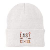 Teacher Happy Last Day Of School Summer Funny Leopard Knit Cap Winter Beanie