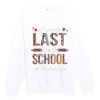 Teacher Happy Last Day Of School Summer Funny Leopard Premium Crewneck Sweatshirt