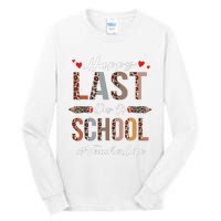 Teacher Happy Last Day Of School Summer Funny Leopard Tall Long Sleeve T-Shirt