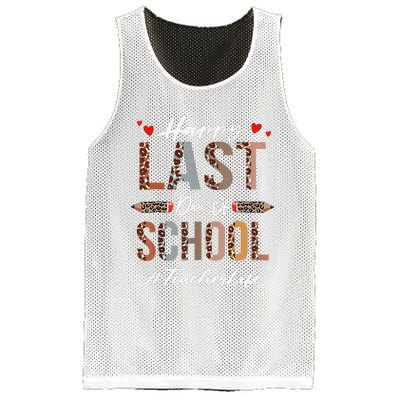 Teacher Happy Last Day Of School Summer Funny Leopard Mesh Reversible Basketball Jersey Tank