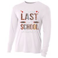 Teacher Happy Last Day Of School Summer Funny Leopard Cooling Performance Long Sleeve Crew