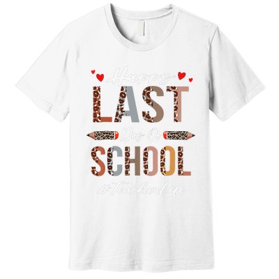 Teacher Happy Last Day Of School Summer Funny Leopard Premium T-Shirt