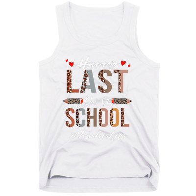 Teacher Happy Last Day Of School Summer Funny Leopard Tank Top