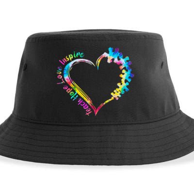 Teach Hope Love Inspire Tie Dye Autism Awareness Teacher Sustainable Bucket Hat