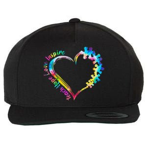 Teach Hope Love Inspire Tie Dye Autism Awareness Teacher Wool Snapback Cap