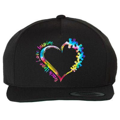 Teach Hope Love Inspire Tie Dye Autism Awareness Teacher Wool Snapback Cap