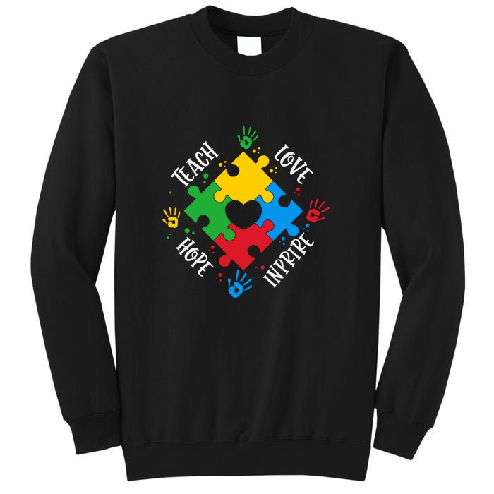 Teach Hope Love Inspire Puzzle Autism Awareness Mother's Day Sweatshirt