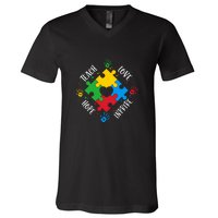 Teach Hope Love Inspire Puzzle Autism Awareness Mother's Day V-Neck T-Shirt