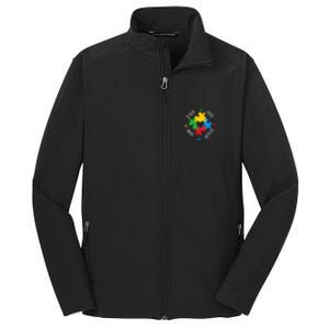 Teach Hope Love Inspire Puzzle Autism Awareness Mother's Day Core Soft Shell Jacket