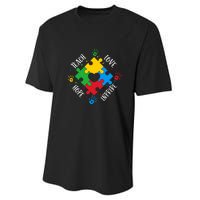 Teach Hope Love Inspire Puzzle Autism Awareness Mother's Day Performance Sprint T-Shirt