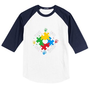 Teach Hope Love Inspire Puzzle Autism Awareness Mother's Day Baseball Sleeve Shirt