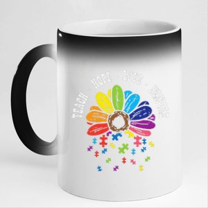 Teach Hope Love Inspire Puzzle Autism Awareness Teacher 11oz Black Color Changing Mug