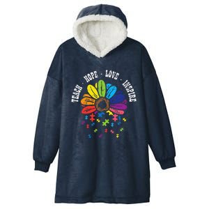 Teach Hope Love Inspire Puzzle Autism Awareness Teacher Hooded Wearable Blanket