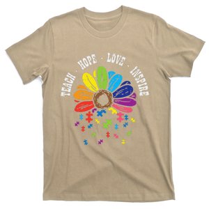 Teach Hope Love Inspire Puzzle Autism Awareness Teacher T-Shirt