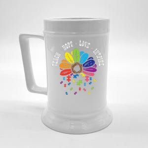 Teach Hope Love Inspire Puzzle Autism Awareness Teacher Beer Stein