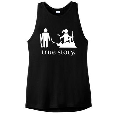 Truestory Hunting Lover Hunter Ladies PosiCharge Tri-Blend Wicking Tank