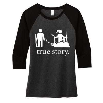 Truestory Hunting Lover Hunter Women's Tri-Blend 3/4-Sleeve Raglan Shirt