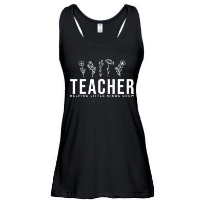 Teacher Helping Little Minds Grow Floral Ladies Essential Flowy Tank