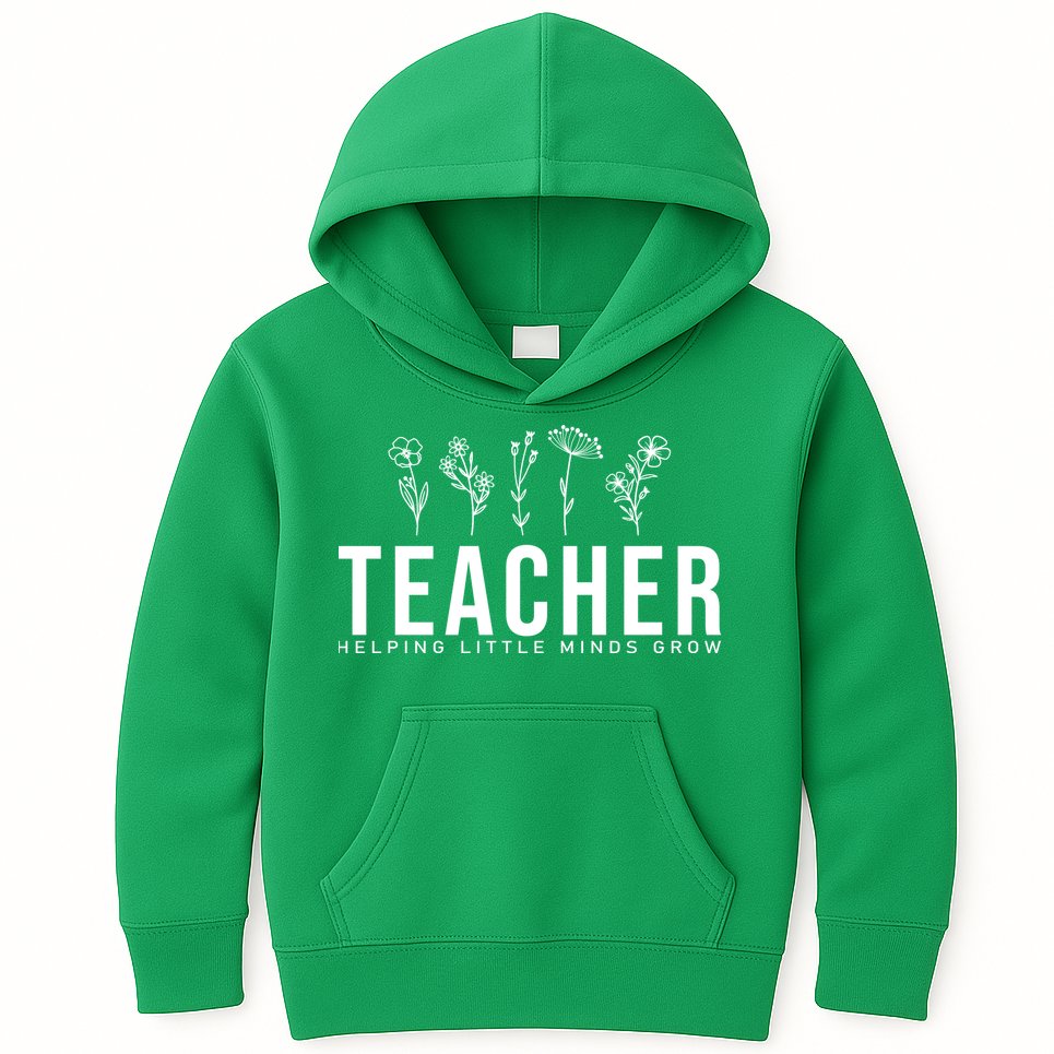 Teacher Helping Little Minds Grow Floral Kids Hoodie
