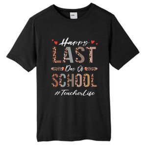 Teacher Happy Last Day Of School Summer Funny Leopard Tall Fusion ChromaSoft Performance T-Shirt