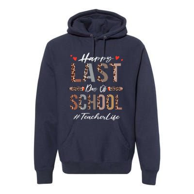 Teacher Happy Last Day Of School Summer Funny Leopard Premium Hoodie