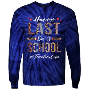 Teacher Happy Last Day Of School Summer Funny Leopard Tie-Dye Long Sleeve Shirt