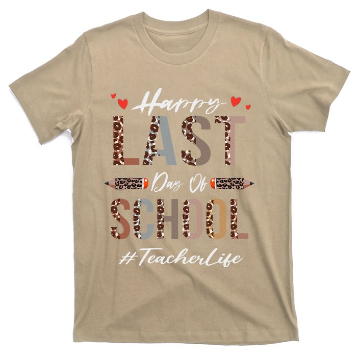 Teacher Happy Last Day Of School Summer Funny Leopard T-Shirt