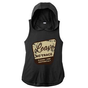 Trail Head, Leave No Trace Hiking Camping Distressed Ladies PosiCharge Tri-Blend Wicking Draft Hoodie Tank