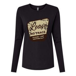 Trail Head, Leave No Trace Hiking Camping Distressed Womens Cotton Relaxed Long Sleeve T-Shirt