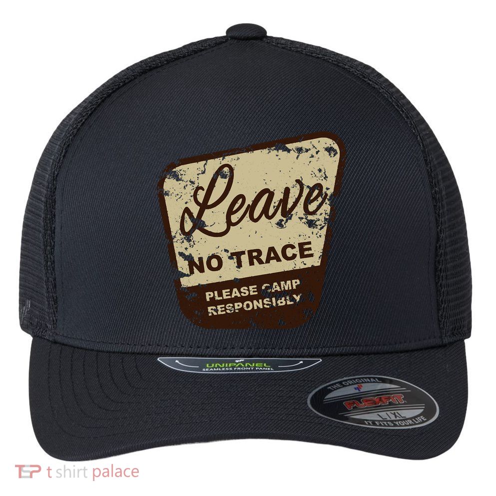 Trail Head, Leave No Trace Hiking Camping Distressed Flexfit Unipanel Trucker Cap